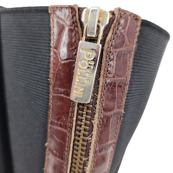 Studio Pollini Brown Leather Croc Round Toe Zipper Boots Size 36 US 6.5B - Picture 3 of 6